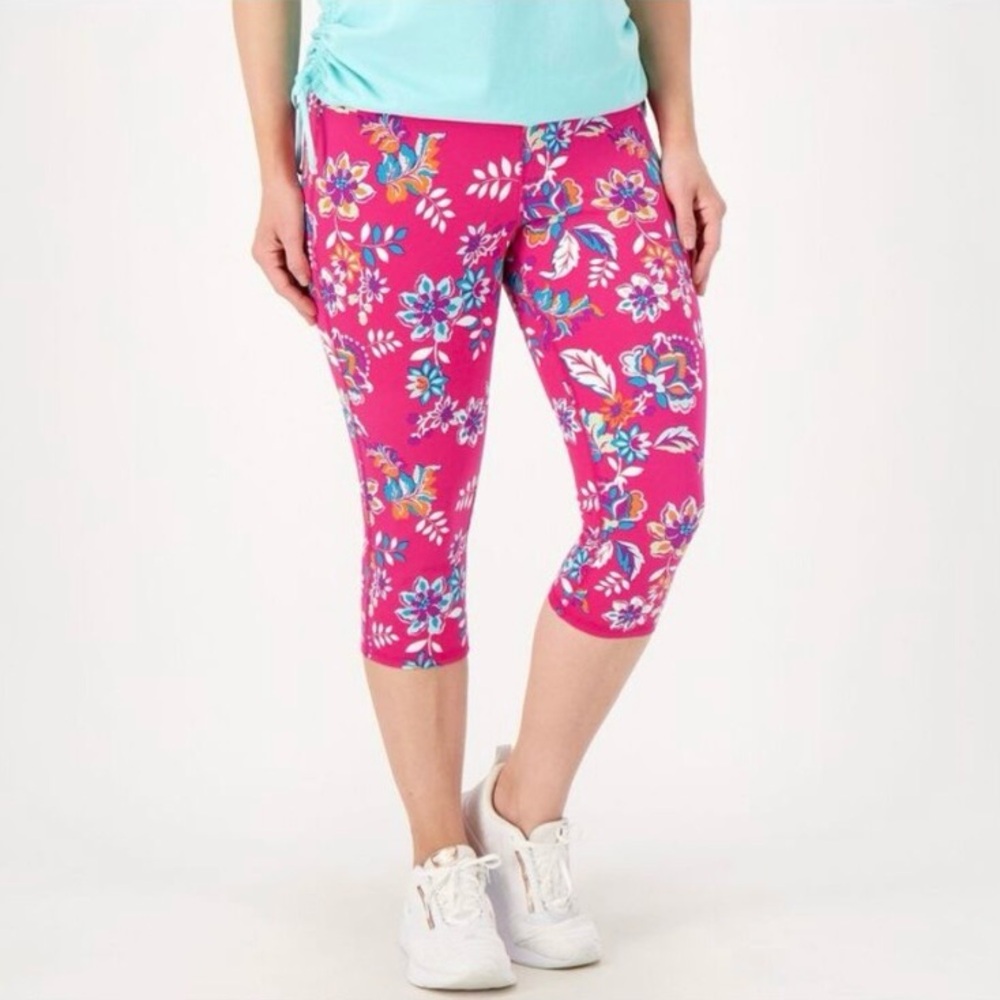 Sport Savvy Pink Floral Printed Jersey Capri Size 5X NWOT